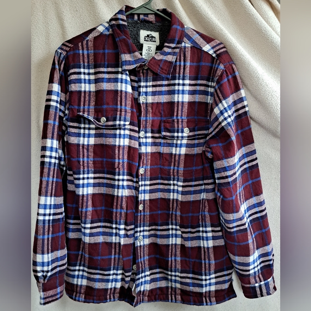 Men's Old Mill Red and Blue Plaid Button Up Jacket